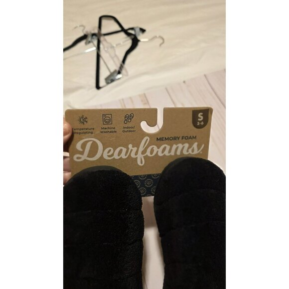 Dearfoams Slippers Black Velour Closed Back Womens size Small 5 Or Size 6 - Picture 3 of 4